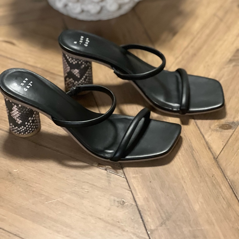 Snakeskin block heel sandals